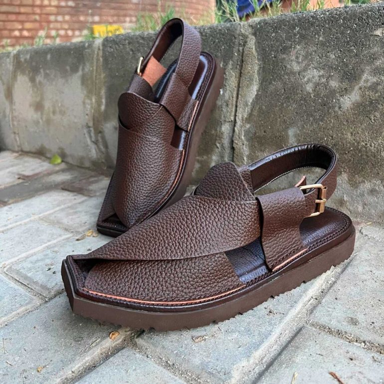 Super Light Weight - Classic Brown Daanedar - Kaptaan Chappal